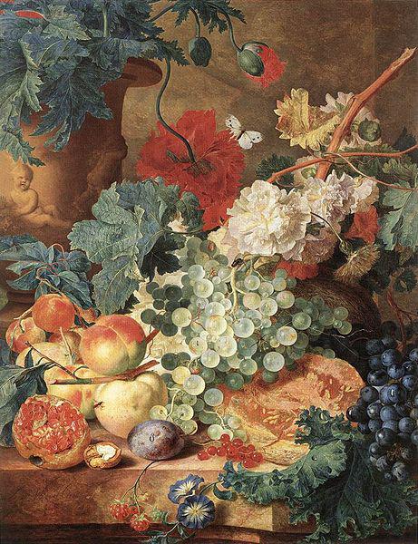 Jan van Huijsum Still life with flowers and fruit. Norge oil painting art